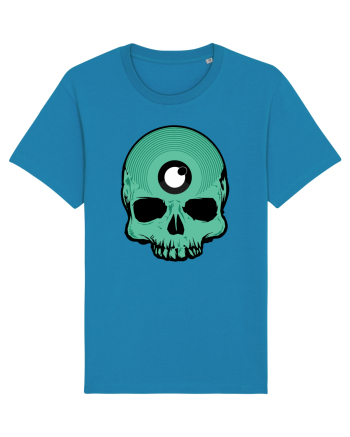 3rd eye, vinyl skull head cyan Azur