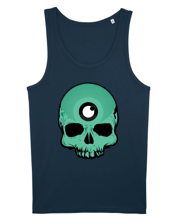 3rd eye, vinyl skull head cyan Navy