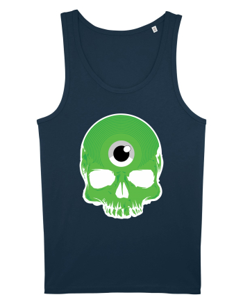 3rd eye, vinyl skull head green Navy