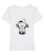Monkey Smile Tricou mânecă scurtă guler larg fitted Damă Expresser
