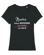 Nurse- Super mother -goof friend -coffee lover Tricou mânecă scurtă guler larg fitted Damă Expresser