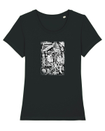 doodle cartoon ,life aspects Tricou mânecă scurtă guler larg fitted Damă Expresser