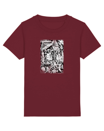 doodle cartoon ,life aspects Burgundy