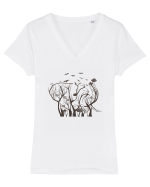 Elephant Tree Tricou mânecă scurtă guler V Damă Evoker