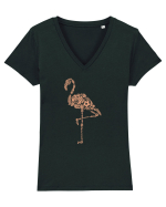 Flower Flamingo Tricou mânecă scurtă guler V Damă Evoker