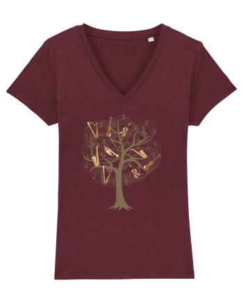 Tree Music Notes Burgundy