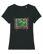 Vintage TV Nature Tricou mânecă scurtă guler larg fitted Damă Expresser