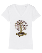 Vinyl Disk Music Tree Tricou mânecă scurtă guler V Damă Evoker