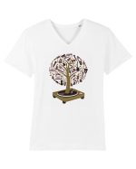 Vinyl Disk Music Tree Tricou mânecă scurtă guler V Bărbat Presenter