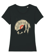 Vinyl Moon Wolf Tricou mânecă scurtă guler larg fitted Damă Expresser