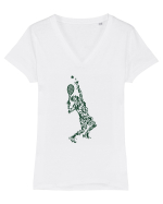 Tennis Tricou mânecă scurtă guler V Damă Evoker