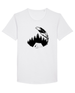 Cu Cortul în Pădure Tricou mânecă scurtă guler larg Bărbat Skater