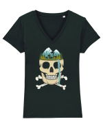 Skull Waterfall Tricou mânecă scurtă guler V Damă Evoker
