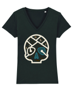 Skull Map Tricou mânecă scurtă guler V Damă Evoker