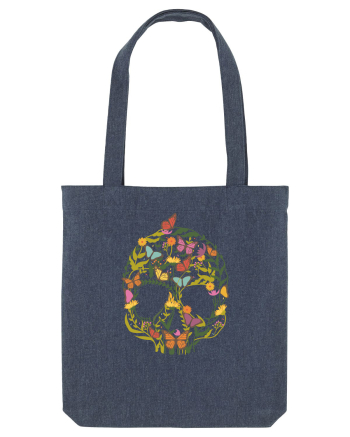Butterfly Skull Flower Midnight Blue