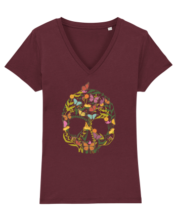 Butterfly Skull Flower Burgundy