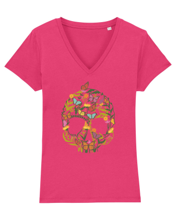 Butterfly Skull Flower Raspberry