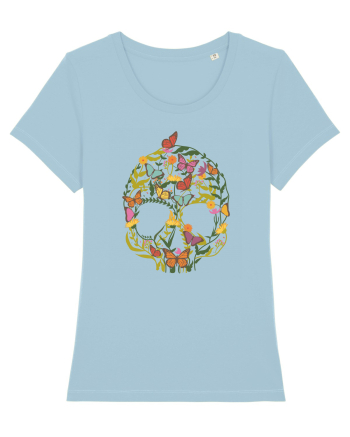 Butterfly Skull Flower Sky Blue