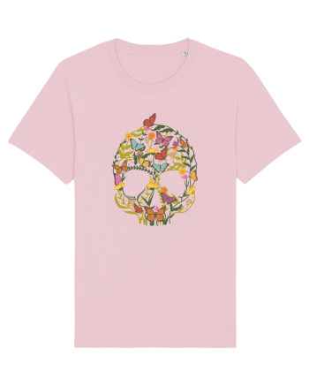 Butterfly Skull Flower Cotton Pink