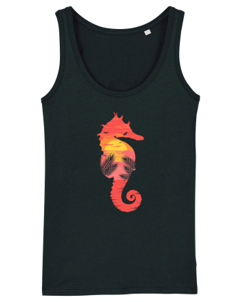 Sea Horse Beach Sunset Black