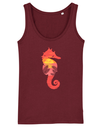 Sea Horse Beach Sunset Burgundy