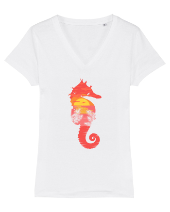 Sea Horse Beach Sunset White