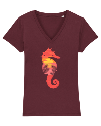 Sea Horse Beach Sunset Burgundy