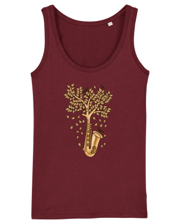 Autumn Saxophone Tree Burgundy