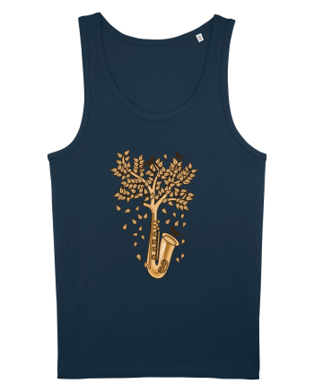 Autumn Saxophone Tree Navy