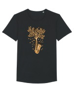 Autumn Saxophone Tree Tricou mânecă scurtă guler larg Bărbat Skater