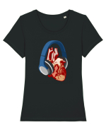 Heart Music Tricou mânecă scurtă guler larg fitted Damă Expresser