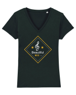 Beautiful Music Tricou mânecă scurtă guler V Damă Evoker