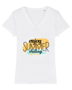 Enjoy Summer Chilling Tricou mânecă scurtă guler V Damă Evoker