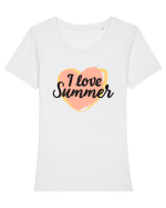 I Love Summer Tricou mânecă scurtă guler larg fitted Damă Expresser