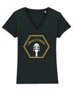 Music Studio Guitar Sound Tricou mânecă scurtă guler V Damă Evoker