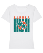 Retro Summer Sunset Tricou mânecă scurtă guler larg fitted Damă Expresser