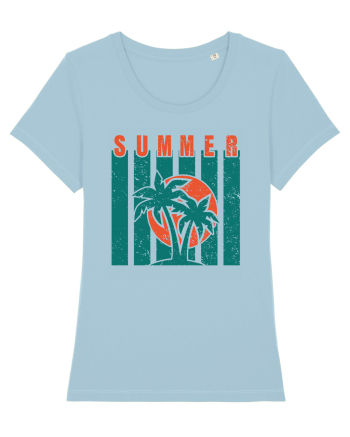Retro Summer Sunset Sky Blue