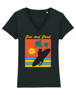 Sun And Sand Surfing Time Tricou mânecă scurtă guler V Damă Evoker