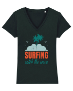 Surfing Catch The Wave Tricou mânecă scurtă guler V Damă Evoker