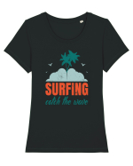 Surfing Catch The Wave Tricou mânecă scurtă guler larg fitted Damă Expresser