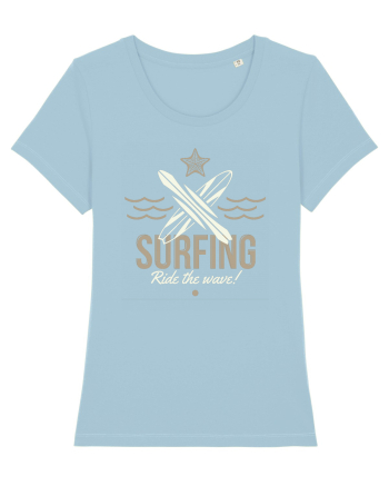 Surfing Ride The Wave Sky Blue