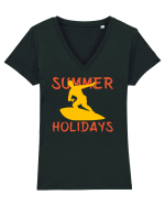 Surfing Summer Holidays Tricou mânecă scurtă guler V Damă Evoker