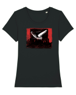 owl flying over the city, feel free Tricou mânecă scurtă guler larg fitted Damă Expresser