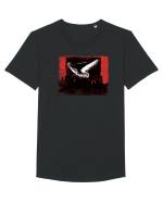 owl flying over the city, feel free Tricou mânecă scurtă guler larg Bărbat Skater