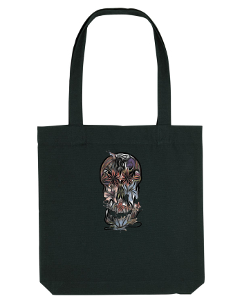 stylized skull flowers Black
