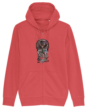stylized skull flowers Carmine Red