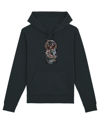 stylized skull flowers Black