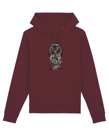 stylized skull flowers Burgundy