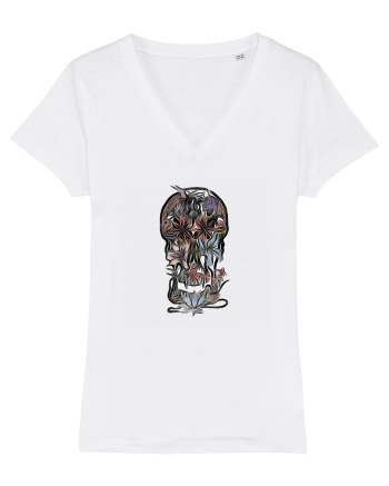 stylized skull flowers White