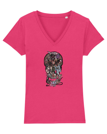 stylized skull flowers Raspberry
